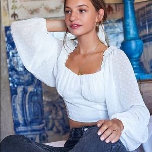 Swiss Dot Cropped Milkmaid Blouse